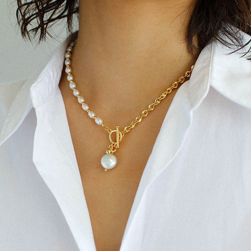 Freshwater Pearl Beaded Chain Necklace and Bracelet - Zafari Studio Jewelry